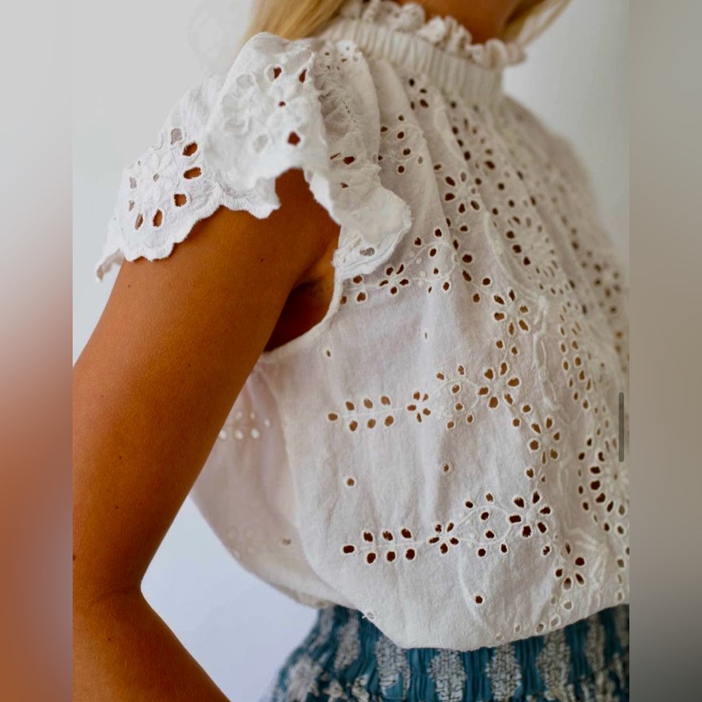NEW Marea Liz Joy Amelia Eyelet Top Ivory XS